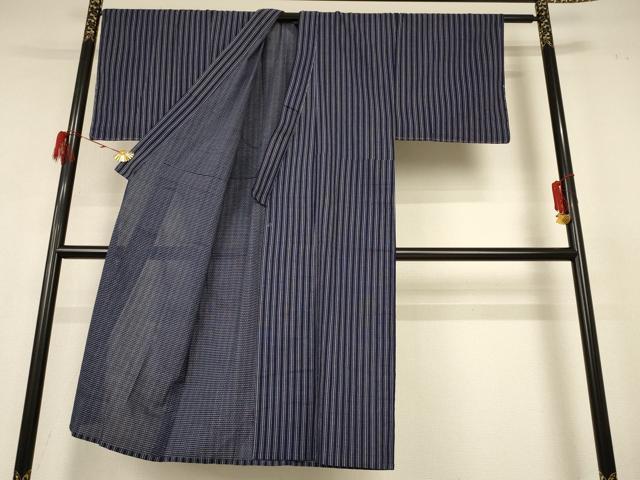 平和屋着物＊夏物 男性 小紋 紗 縞 綿 AABH6508jd