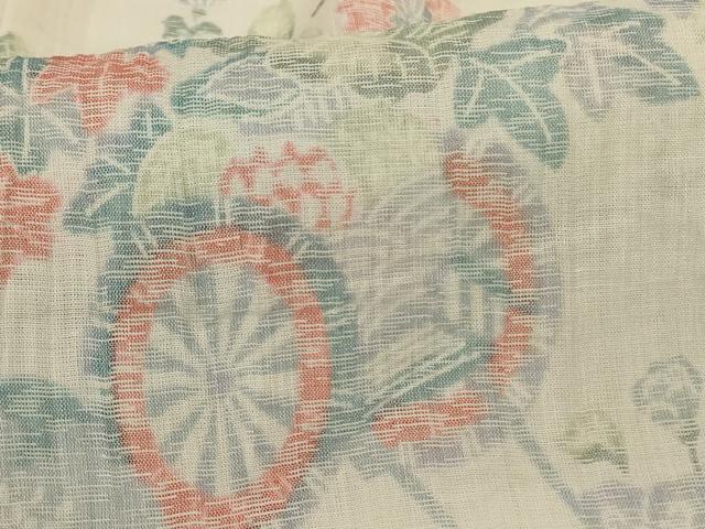平和屋着物＊夏物 小千谷ちぢみ 花車文 麻 逸品 AABH6509jd