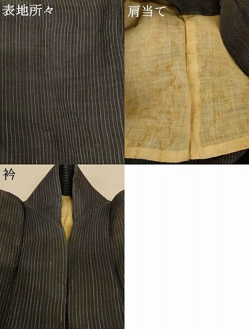 平和屋着物＊夏物 男性 石川県指定無形文化財 能登上布 本麻手織上布 縞 麻 逸品 AABH6510jd