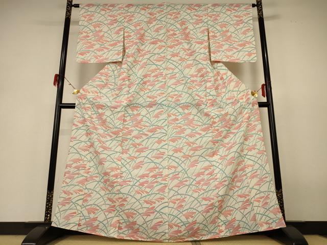 平和屋着物＊夏物 小紋 縦絽 薄文 正絹 逸品 AABH6511jd