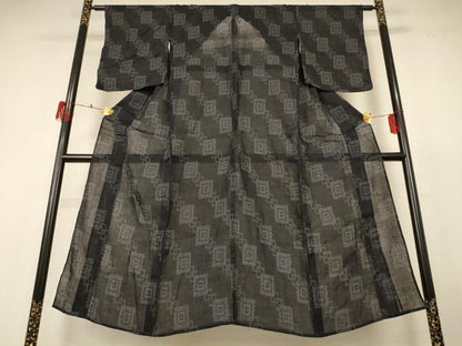 平和屋着物＊夏物 上布 幾何学文様 麻 逸品 AABH6514jd