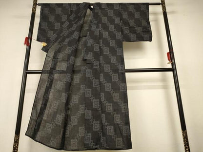平和屋着物＊夏物 上布 幾何学文様 麻 逸品 AABH6514jd