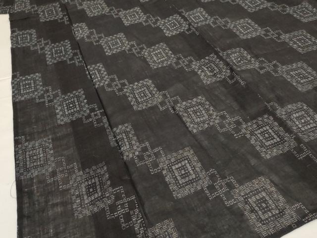 平和屋着物＊夏物 上布 幾何学文様 麻 逸品 AABH6514jd