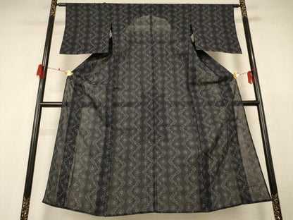 平和屋着物＊夏物 上布 幾何学文様 麻 逸品 AABH6515jd