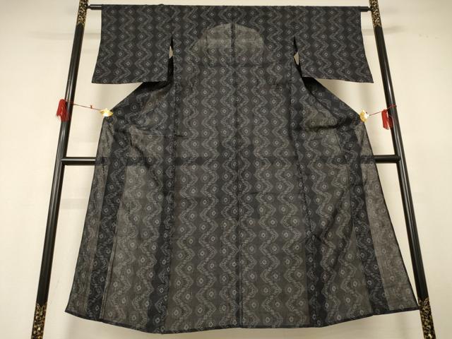 平和屋着物＊夏物 上布 幾何学文様 麻 逸品 AABH6515jd