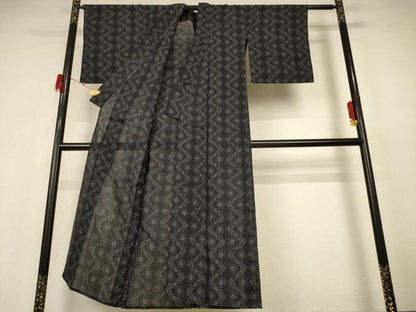 平和屋着物＊夏物 上布 幾何学文様 麻 逸品 AABH6515jd