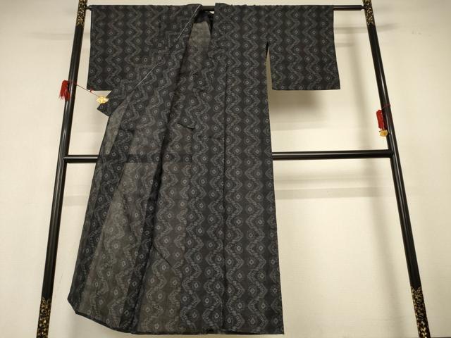 平和屋着物＊夏物 上布 幾何学文様 麻 逸品 AABH6515jd