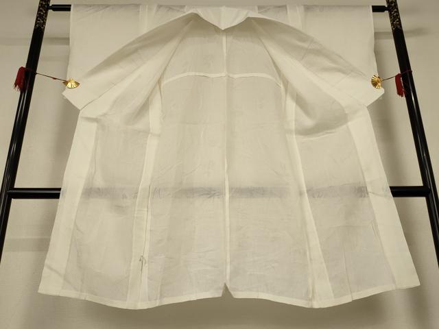 平和屋着物＊夏物　長襦袢　流水枝葉紋紗　生成り色　綿麻　AABH6517jd 平和屋着物＊夏物 長襦袢 流水枝葉紋紗 生成り色 綿麻 AABH6517jd