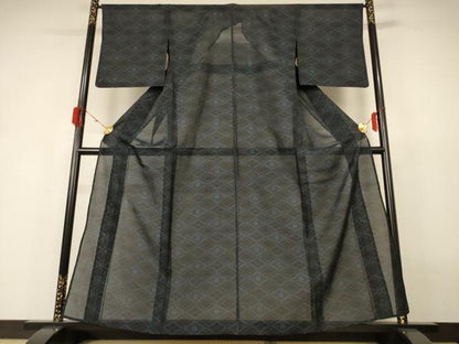 平和屋着物＊夏物 本場大島紬 夏大島 菱文 正絹 逸品 AABH6518jd