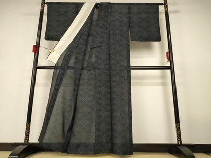 平和屋着物＊夏物 本場大島紬 夏大島 菱文 正絹 逸品 AABH6518jd