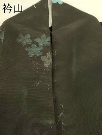 平和屋着物＊夏物 小紋 絽 枝花文 洗える着物 AABH6522jd