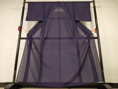 平和屋着物＊夏物 色無地 絽 芝紋紗 深紫色 正絹 逸品 AABH6524jd