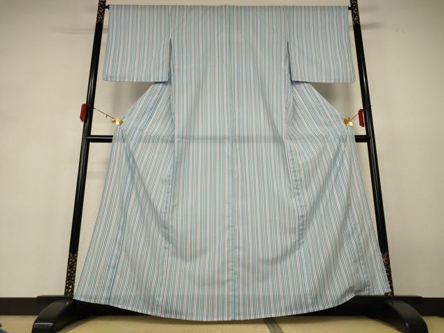 平和屋着物＊夏物 小紋 絽 縞 洗える着物 AABH6526jd