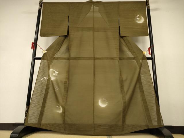 平和屋着物＊夏物 訪問着 絽 刺繍 草花文 暈し染め 銀糸 正絹 逸品 AABH6527jd