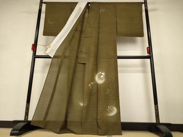 平和屋着物＊夏物 訪問着 絽 刺繍 草花文 暈し染め 銀糸 正絹 逸品 AABH6527jd