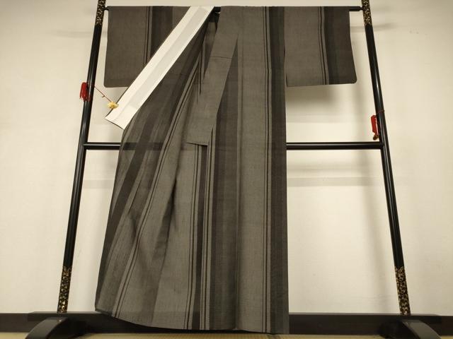 平和屋着物＊夏物 結城紬 夏結城 100亀甲 間道 正絹 逸品 AABH6528jd