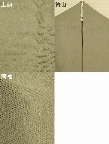 平和屋着物＊夏物 色無地 絽縮緬 青白橡色 正絹 逸品 AABH6529jd