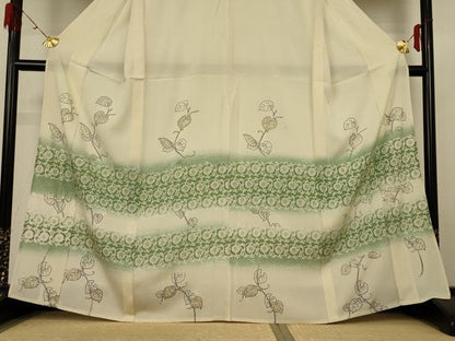 平和屋着物＊夏物 訪問着 絽 草花文 金彩 正絹 逸品 AABH6532jd