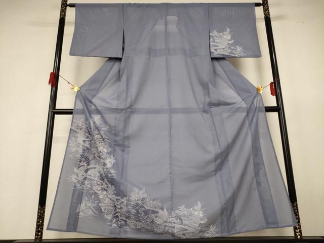 平和屋着物＊夏物 訪問着 絽 風景草花文 暈し染め 洗える着物 AABH6539jd