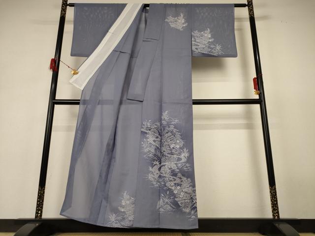 平和屋着物＊夏物 訪問着 絽 風景草花文 暈し染め 洗える着物 AABH6539jd