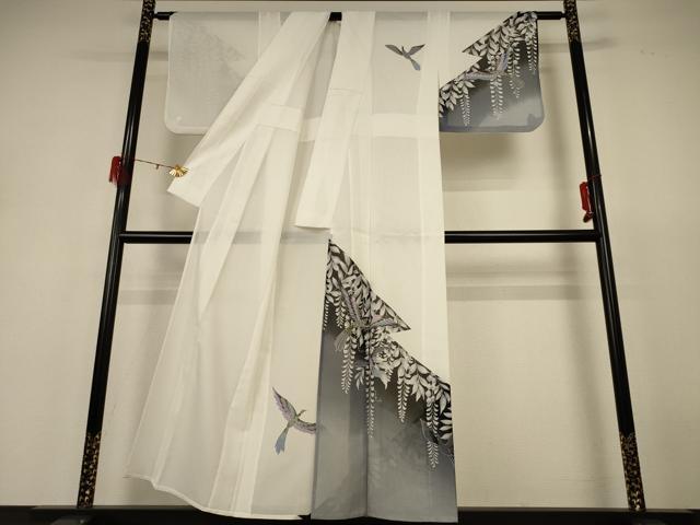 平和屋着物＊夏物 訪問着 絽 花鳥文 暈し染め 洗える着物 AABH6540jd