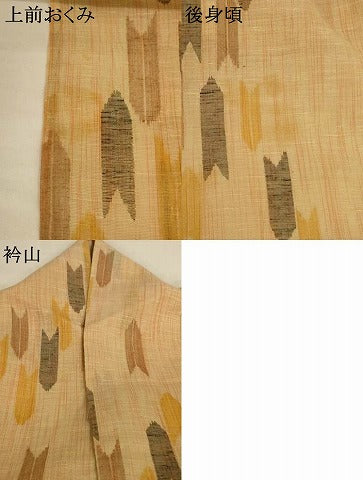 平和屋着物＊夏物 小紋 紗 矢羽文 さんび謹製 洗える着物 AABH6544jd