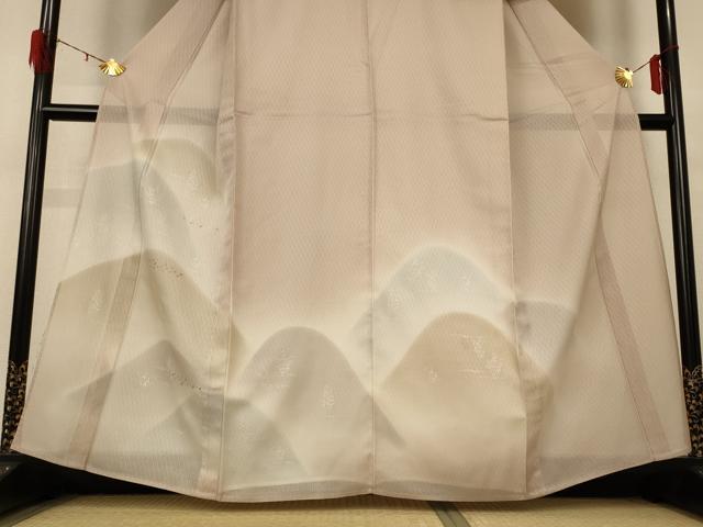 平和屋着物＊夏物　訪問着　紗　刺繍　遠山箔散らし花文　暈し染め　銀彩　正絹　逸品　AABH6546jd