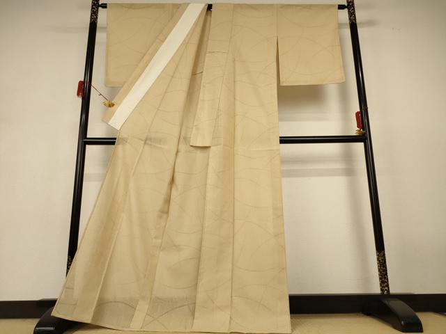 平和屋着物＊夏物 色無地 芝紋紗 飴色 正絹 逸品 AABH6554jd