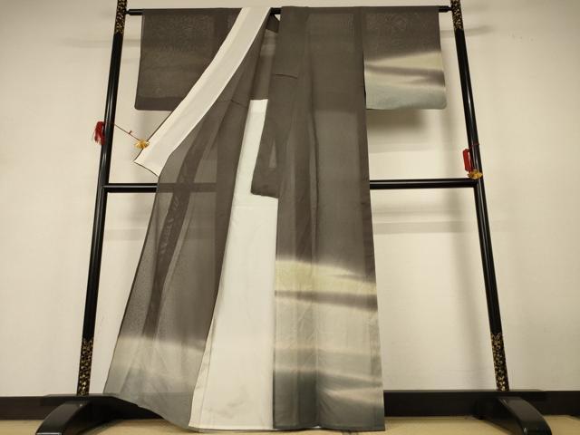 平和屋着物＊夏物 十日町 加賀草木友禅の第一人者 田村哲彦 訪問着 紗 霞文 暈し染め 正絹 逸品 AABH6555jd