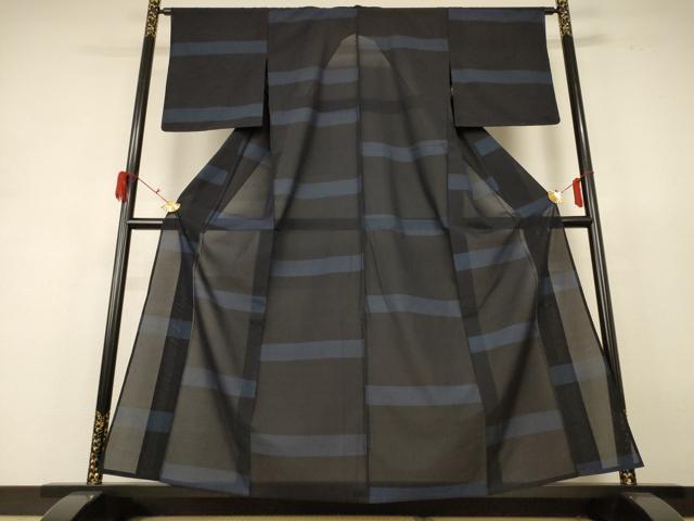 平和屋着物＊夏物 本塩沢 夏塩沢 80亀甲 横段文 正絹 逸品 AABH6557jd