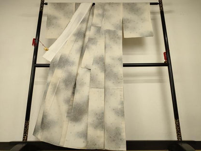 平和屋着物＊夏物 小紋 紗 草花文 暈し染め 正絹 逸品 AABH6559jd