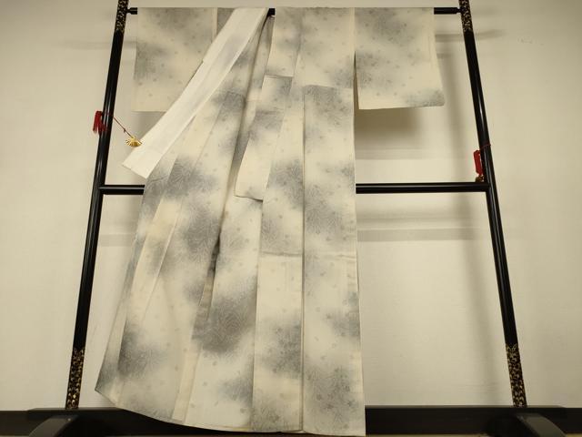 平和屋着物＊夏物 小紋 紗 草花文 暈し染め 正絹 逸品 AABH6559jd