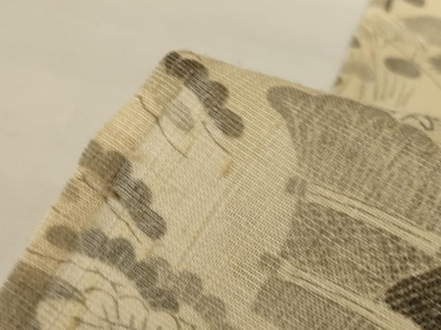平和屋着物＊夏物 訪問着 生紬 風景松文 正絹 逸品 AABH6560jd