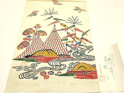 平和屋本店●極上　浦野理一　紅型　手描草木染　額一面　逸品　AABH6564ay