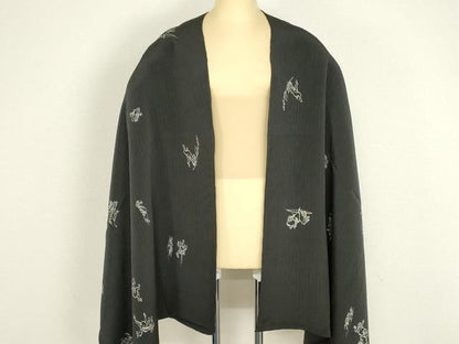 平和屋着物●和装小物　ショール　鳥獣戯画　大判　正絹　逸品　AABH6567ay
