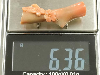 平和屋着物▼和装小物　帯留め　珊瑚　花　6.3g　逸品　AABH6576ay