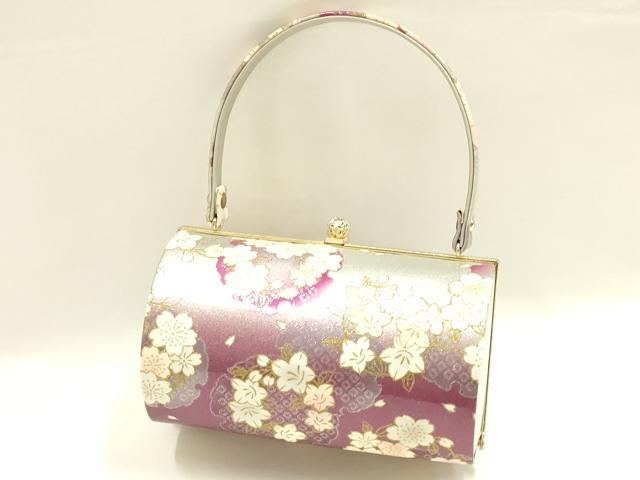 平和屋着物▼和装小物　和装バッグ　ハンドバッグ　振袖用　花柄　雪輪　桜　逸品　AABH6586ay
