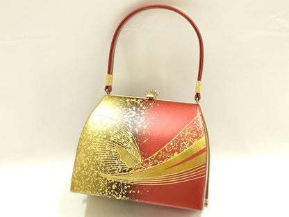 平和屋着物■和装小物　和装バッグ　ハンドバッグ　舞蝶　金彩　逸品　AABH6587ay