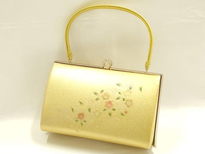 平和屋着物▼和装小物　和装バッグ　ハンドバッグ　花柄　エンボス加工　逸品　AABH6588ay