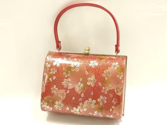 平和屋着物▼和装小物 和装バッグ ハンドバッグ 花柄 桜 金彩 逸品 AABH6589ay