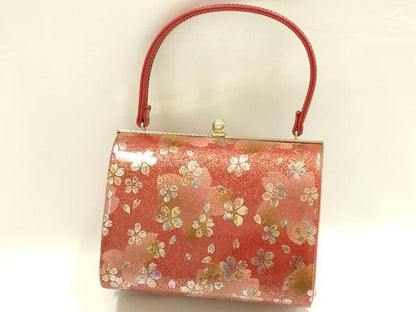 平和屋着物▼和装小物 和装バッグ ハンドバッグ 花柄 桜 金彩 逸品 AABH6589ay