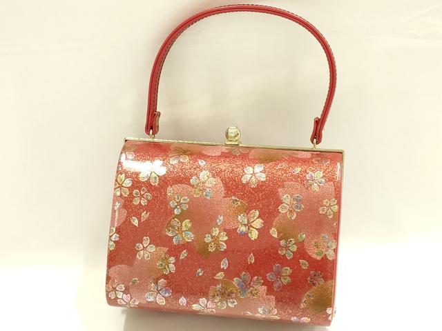 平和屋着物▼和装小物 和装バッグ ハンドバッグ 花柄 桜 金彩 逸品 AABH6589ay