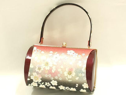 平和屋着物▼和装小物　和装バッグ　ハンドバッグ　花柄　桜　ラインストーン　金彩　逸品　AABH6591ay