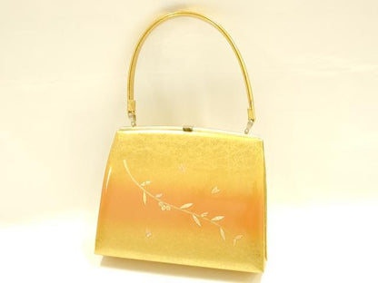 平和屋着物▼和装小物　和装バッグ　ハンドバッグ　螺鈿　枝花文　金彩　逸品　AABH6593ay