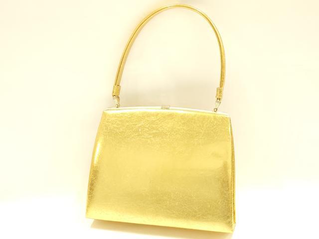 平和屋着物▼和装小物　和装バッグ　ハンドバッグ　螺鈿　枝花文　金彩　逸品　AABH6593ay