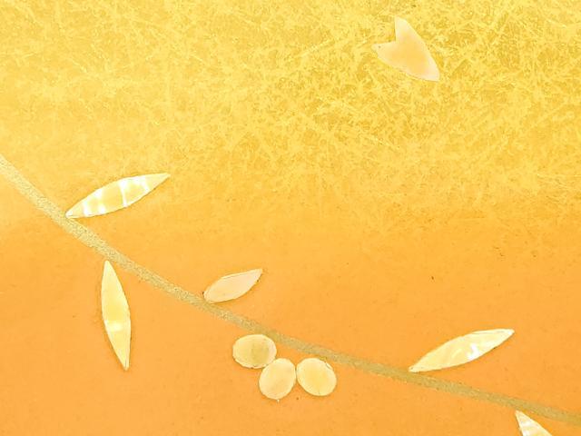 平和屋着物▼和装小物　和装バッグ　ハンドバッグ　螺鈿　枝花文　金彩　逸品　AABH6593ay