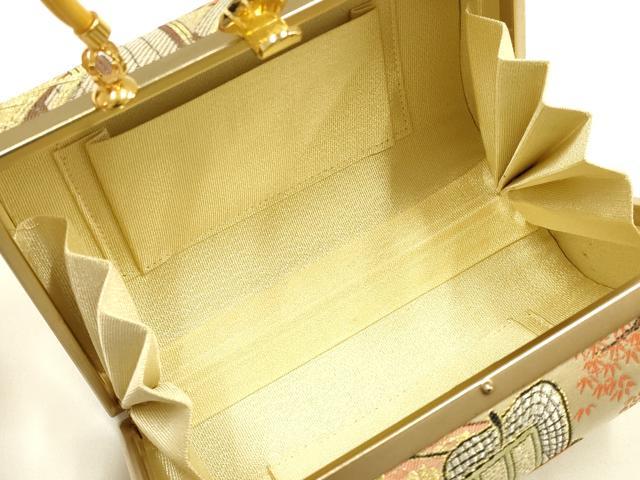 平和屋着物▼和装小物　和装バッグ　ハンドバッグ　帯地使用　金銀糸　逸品　AABH6597ay