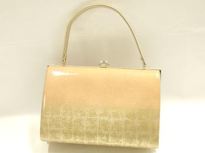 平和屋着物▼和装小物　和装バッグ　ハンドバッグ　枝梅　地紙　金彩　逸品　AABH6602ay