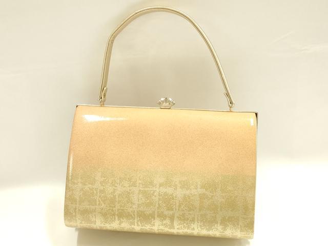 平和屋着物▼和装小物　和装バッグ　ハンドバッグ　枝梅　地紙　金彩　逸品　AABH6602ay