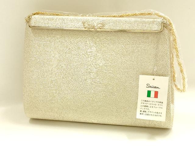 平和屋着物▼和装小物　フォーマルバッグ　ハンドバッグ　クラッチバッグ　Saison　ラインストーン　金糸　逸品　未使用　AABH6610ay